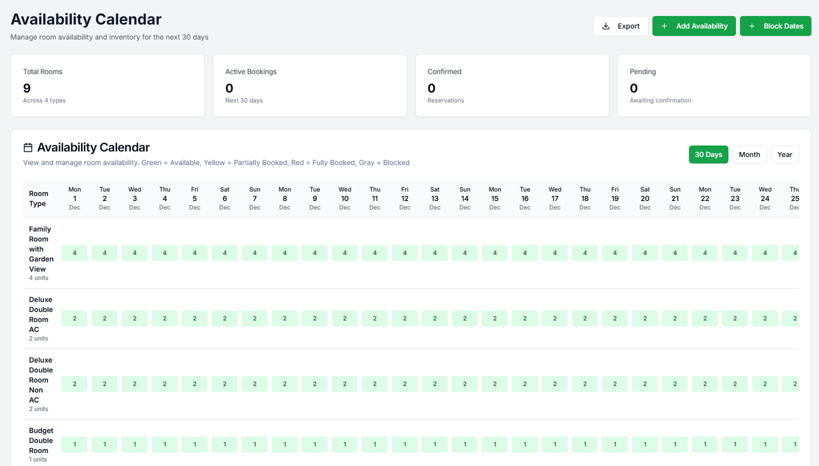 Availability Calendar