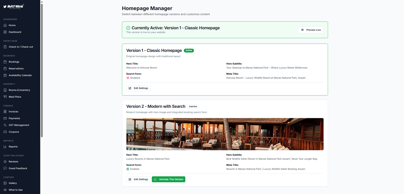 Homepage Manager